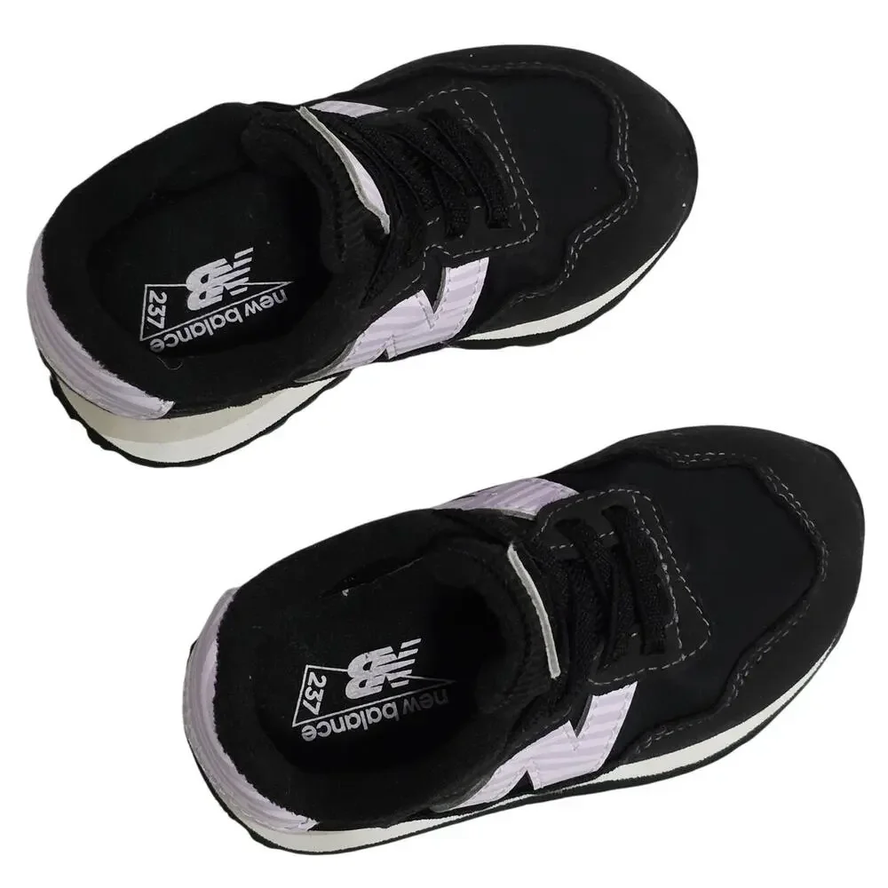 New Balance 237 in Black Lilac Glo Leather Slip on Sneaker Toddler Size 6.5